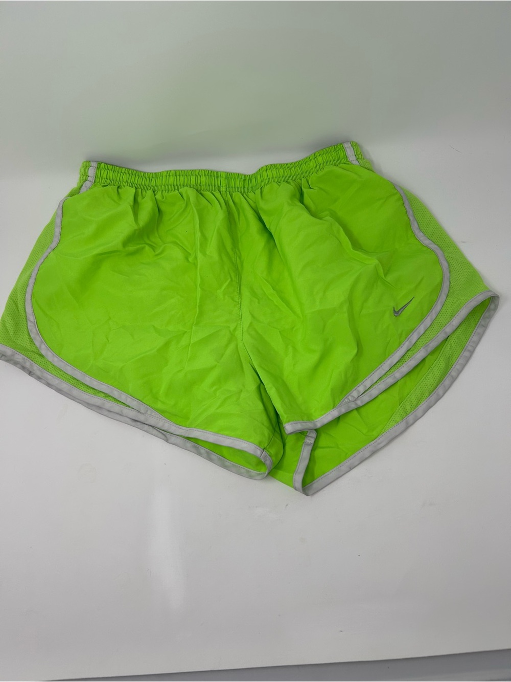 Nike Women's Neon Lime Athletic Running Shorts with Contrast Trim R13